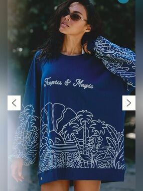 NWOT Anthropologie Celandine x Tigre Indigo Printed Sweatshirt